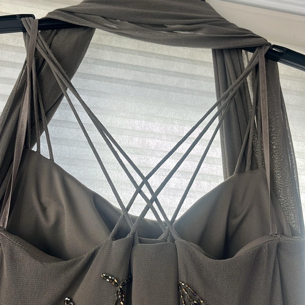 SUE WONG Vintage Nocturne Beaded Gown and scarf wrap - Picture 11 of 17